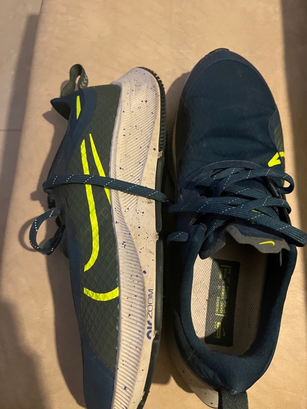 Nike Navy Running Sneakers with Neon Yellow Accents